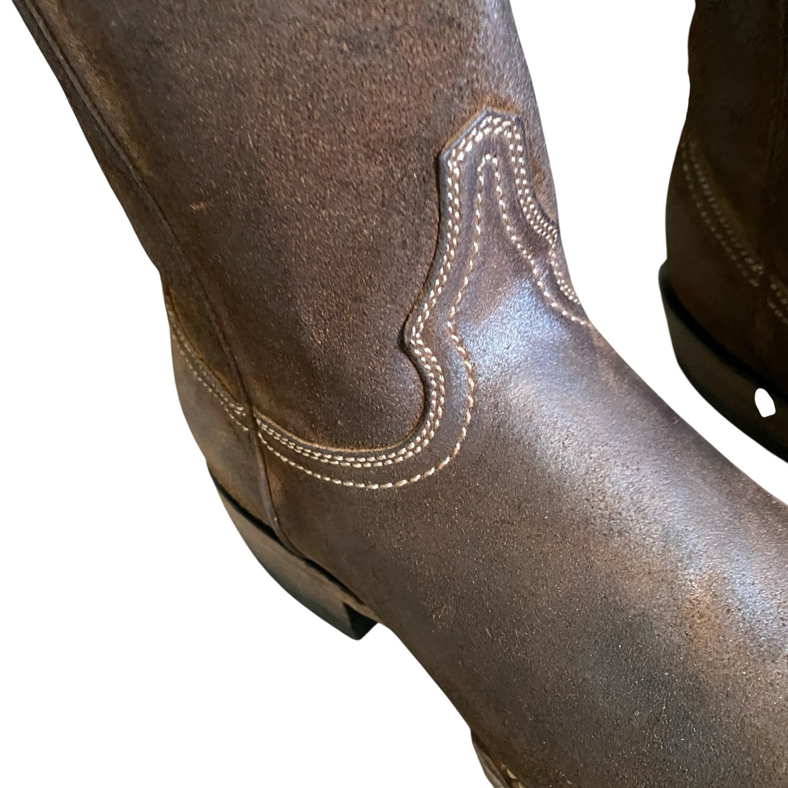 New Men's Frank Leather Cowboy Boots Size 9.5 Style 55265 Chocolate Wash Brown — image 6 of 8